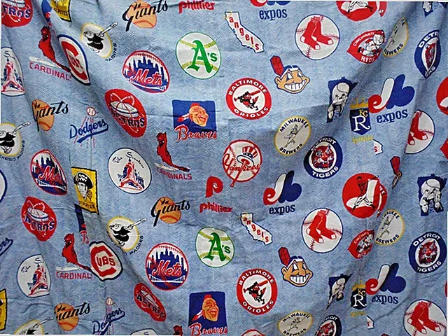2 Twin Bed Covers Baseball Teams Logo Linen Blend Fabric -- Handmade crafted