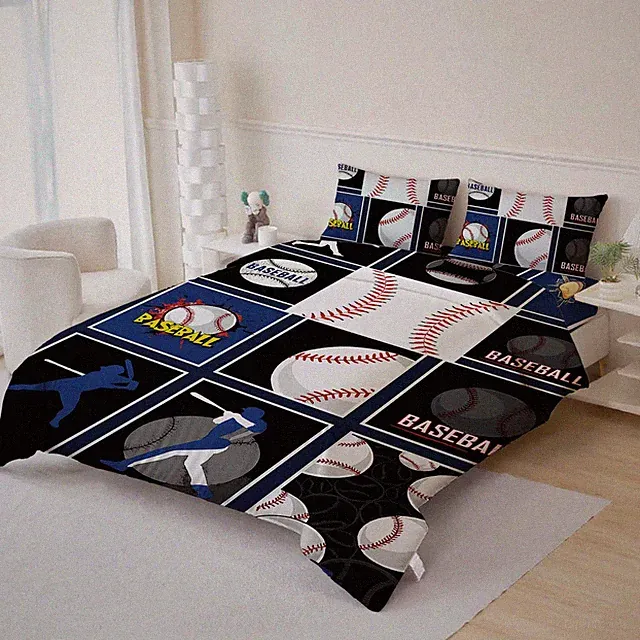 3D Baseball Background Quilt Cover Set Bedding Sets Pillowcases