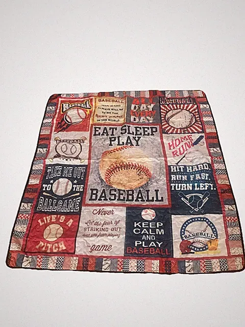 52" x 57" - Medium " Eat, Sleep, Play, Baseball" Quilt/ Throw Blanket NWOT