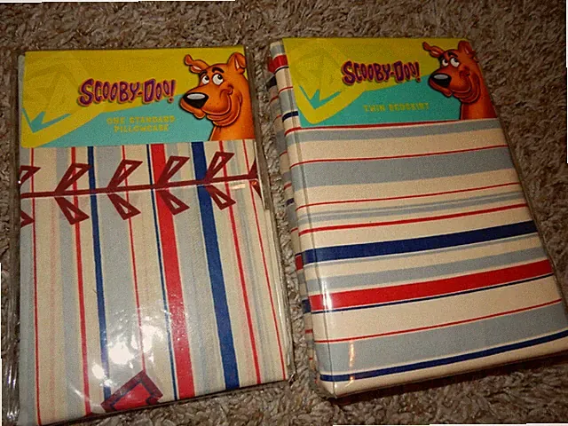 5S Set of 2 NWT SCOOBY DOO Baseball Stripes TWIN/Single BED SKIRT & Pillow Case