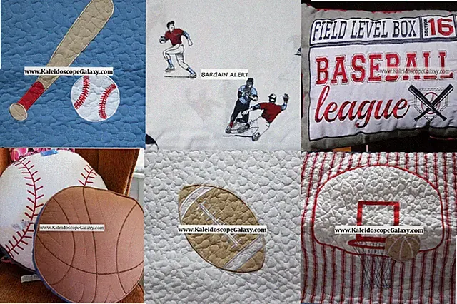 9pc Full/Queen Quilt Baseball Football Basketball Sports Plaid Coverlet Shams