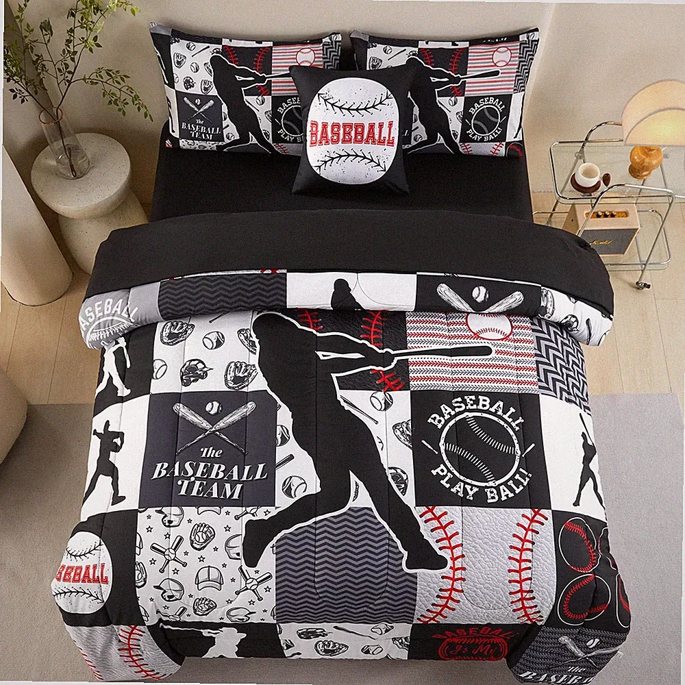 ASKOTU 4 Pcs Twin Bedding Set for Boys, Baseball Sports Boys Bedding Twin Com...