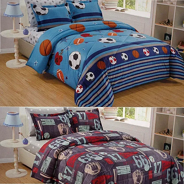 Baseball Basketball Football Kids Sports Mini Bed in a Bag Comforter Set