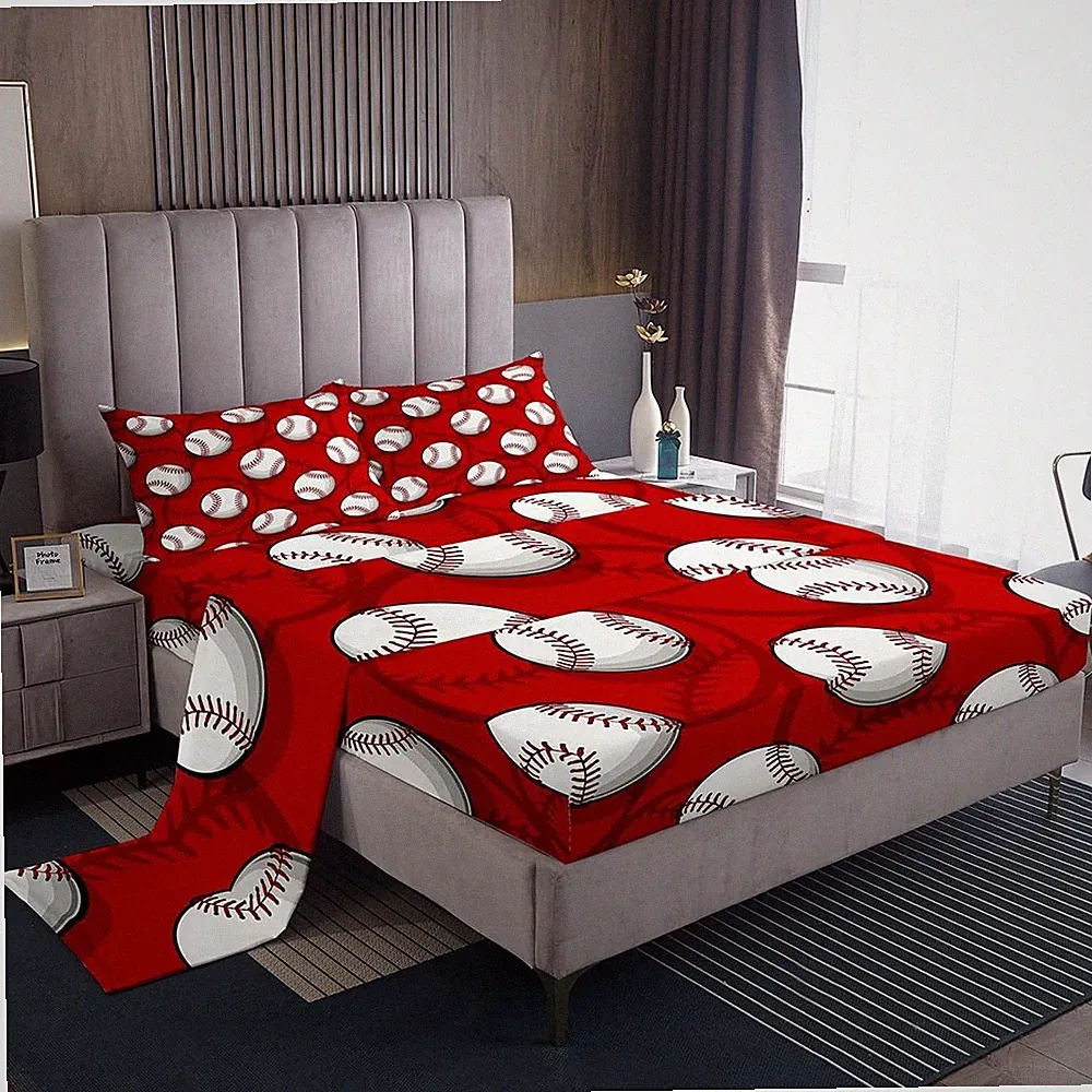 Baseball Bed Sheets Sports Game Bedding Set Baseball Gaming Bedding for Adult...