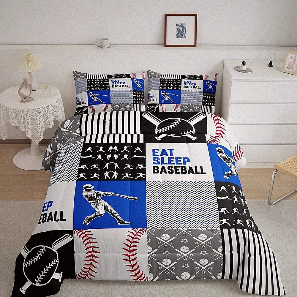 Baseball Comforter Set - Boys Sports Bedding Bat Balls Quilt Set,Sports Duvet...