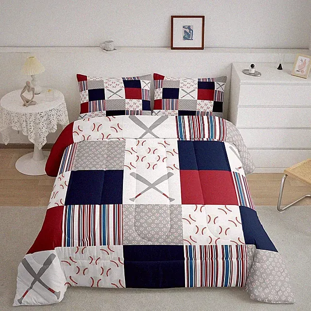 Baseball Comforter Set Twin Size Sports Game Comforter Baseball Gaming Bedding S