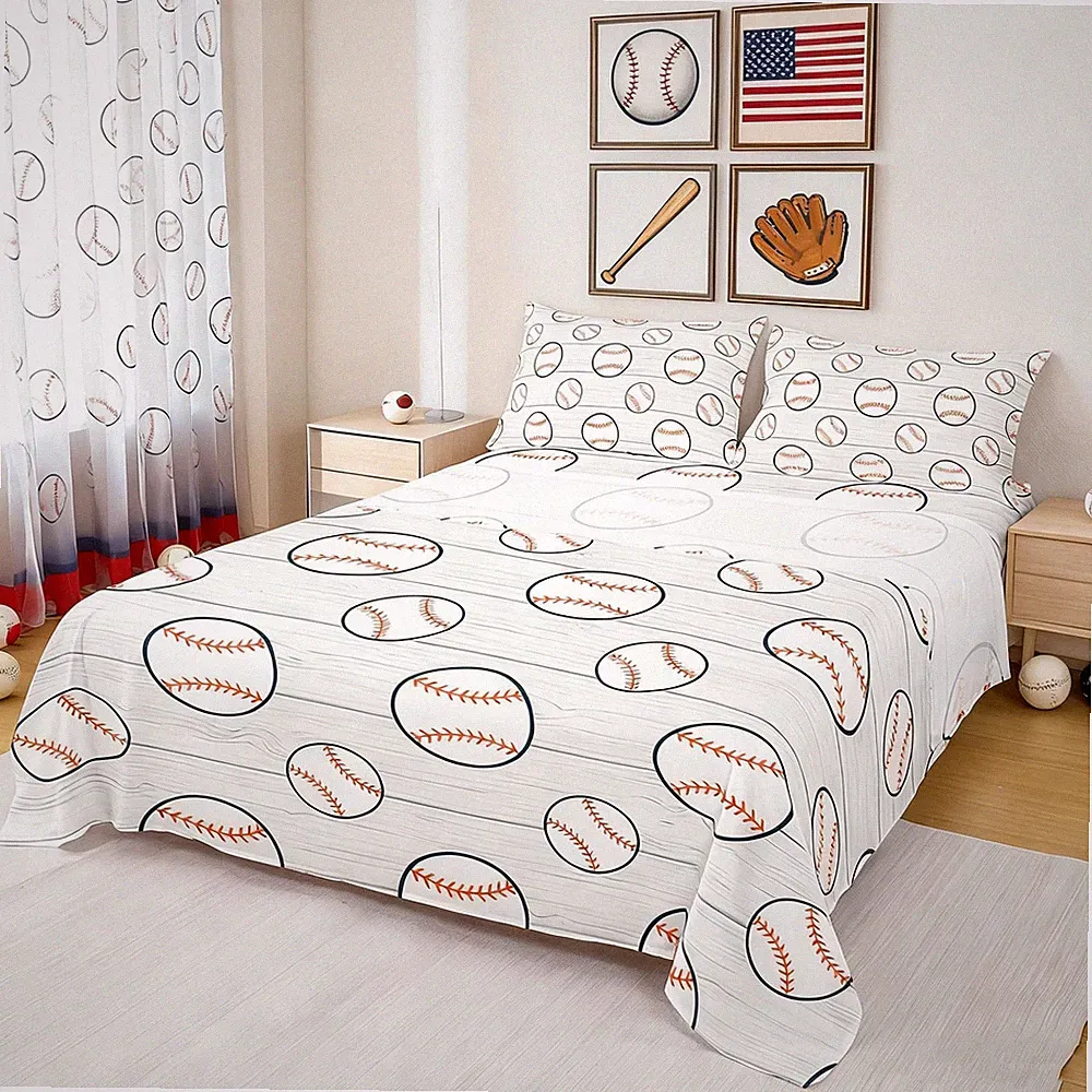 Baseball Set Twin Size Sports Gaming Bedding Set for Boys Teens Room Decor, S...