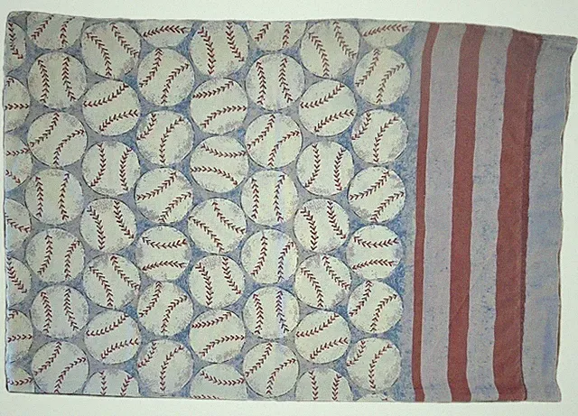 BASEBALL THEME Pillowcase Red, White, Blue, 30"x 20", EUC