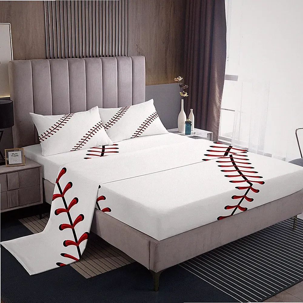 Baseball Twin Size,Baseball String Stripe Geometric Patchwork Bedding Set,Boy...