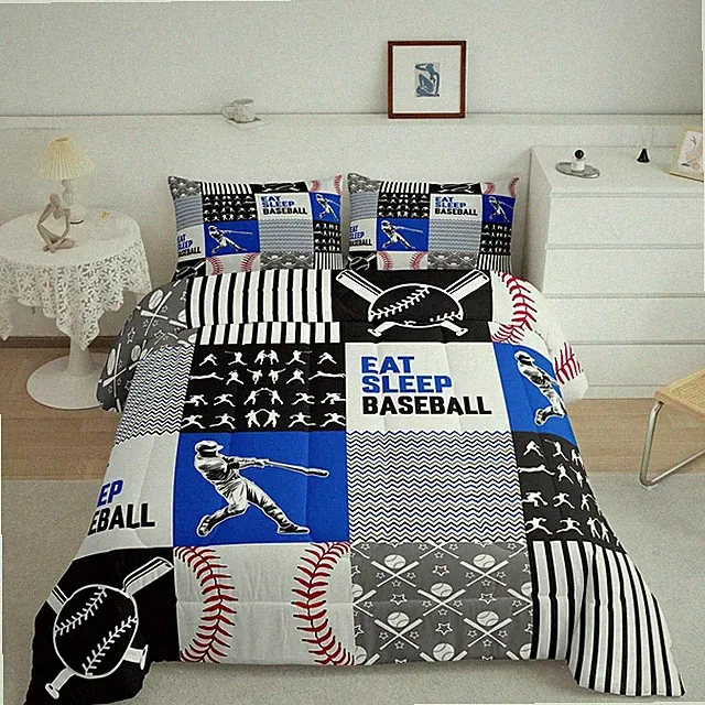 Erosebridal Baseball Comforter Set - Boys Sports Bedding Ball Bat Balls Quilt...