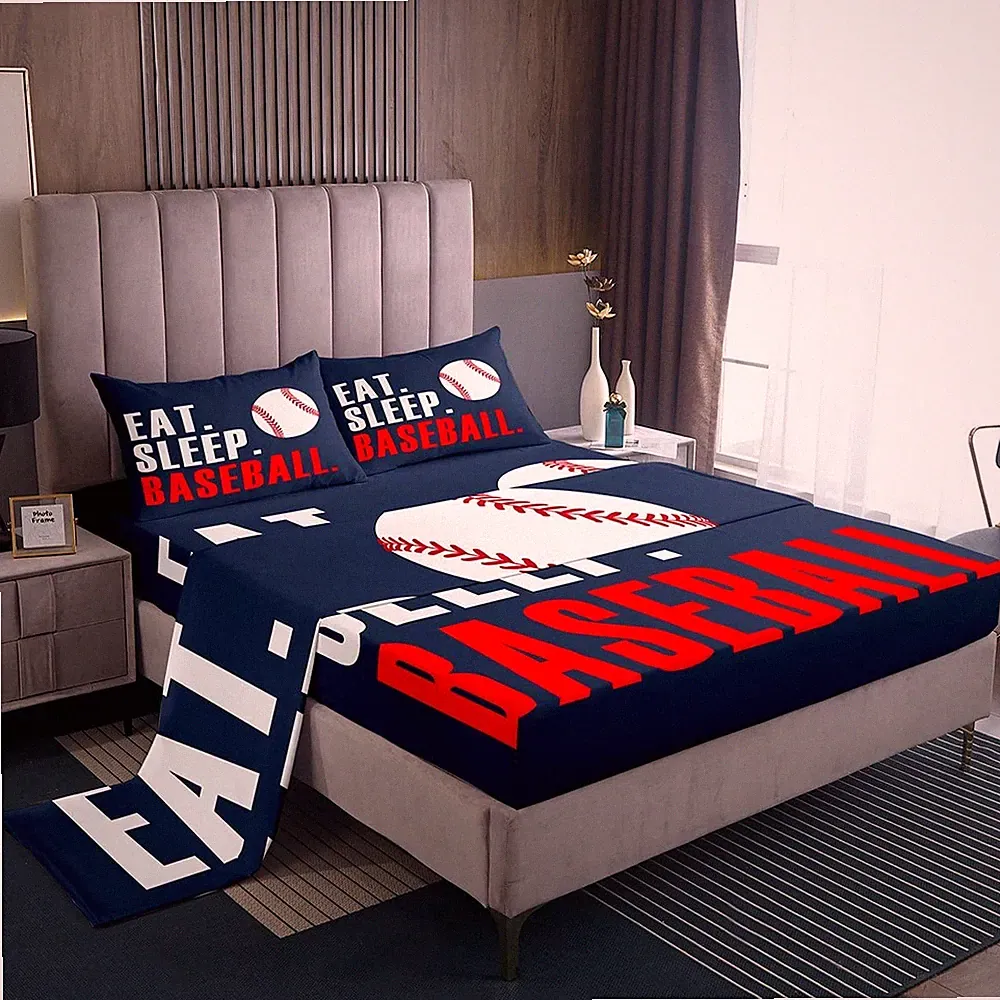 Feelyou Baseball Bedding Set 3D Ball Sports Sheet Set for Boys Girls Women Me...