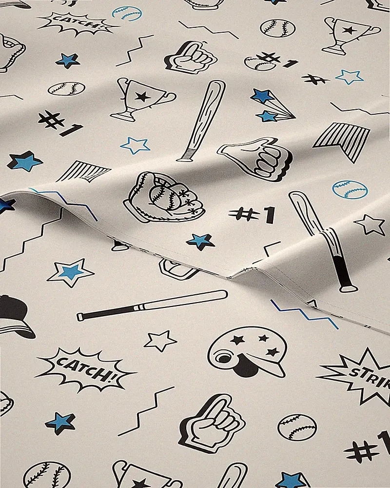 Full Size Bed Set - 4 Piece Loft Bed Sheets - Baseball Sports ThemeD Bedding...