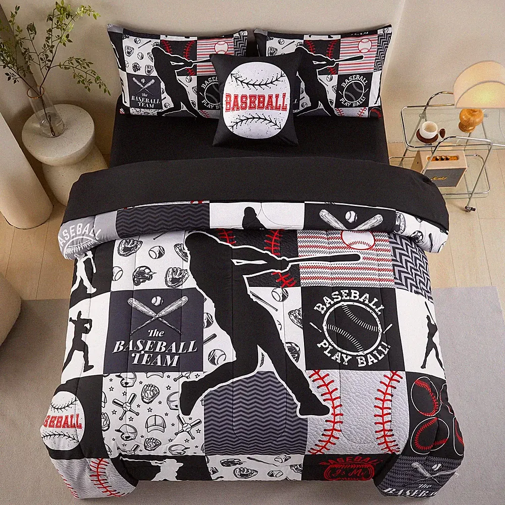 Home Run Dreams: 6-Piece Baseball Bedding Set for Boys (Full Size Fun!)