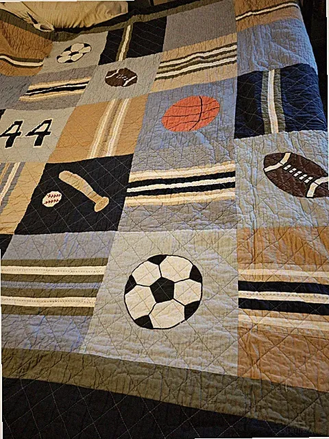 Kids Patchwork Sports Twin Quilt W/ 2 Pillow Shams Double or Queen 86”X 86”