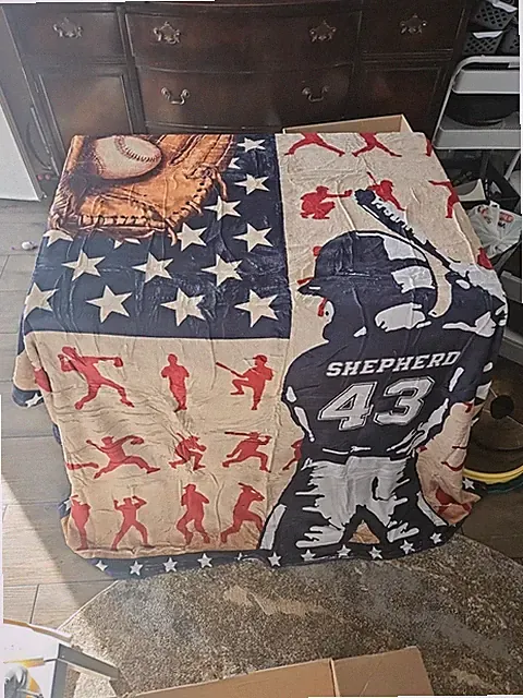 Large Baseball Throw Blanket Warm Fleece 60x80 Inches *Has Been Personalized*