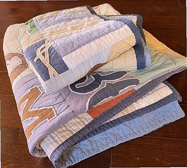Pottery Barn Kids Baseball MLB Patchwork 3pc Full Queen Quilt Comforter Sham Set