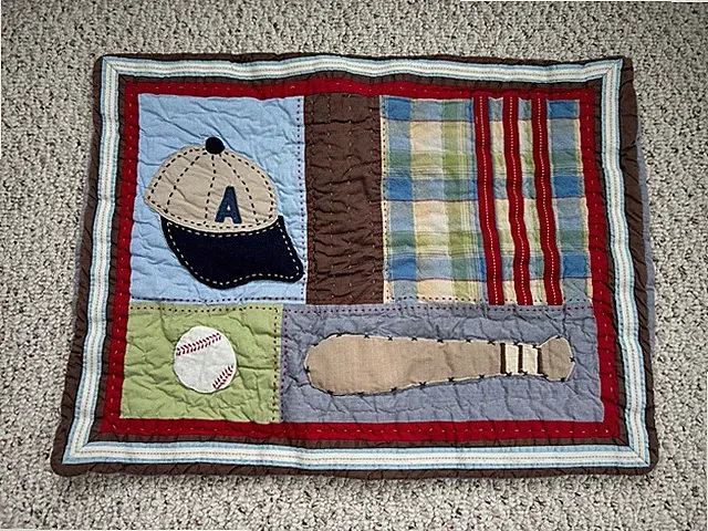 Pottery Barn Kids Junior Varsity Sports Baseball Patchwork Quilted Pillow Sham