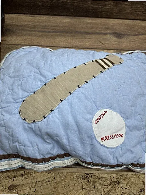 Pottery Barn Kids Patchwork Sports Quilt Blue Multicolor Pillow Baseball
