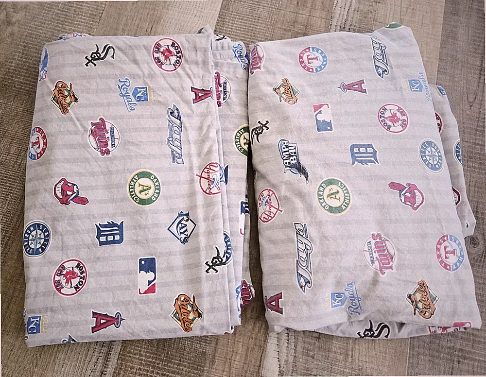 Pottery Barn Teen MLB Baseball Teams 100% Cotton Twin Fitted & Flat Sheet Set