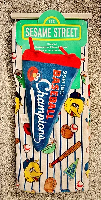 Sesame Street Baseball Champions Sports Decorative Pillow & Throw Blanket Set