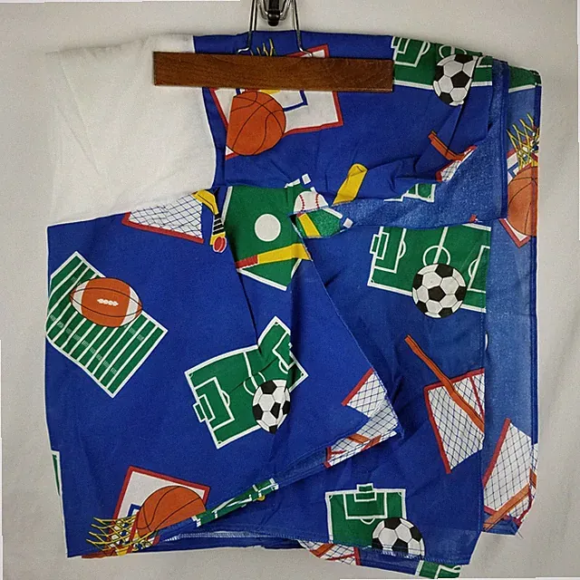 Sports Theme Bed Skirt Double size Baseball Football Soccer Basketball Blue