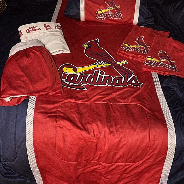St Louis Cardinals 6pc Comforter Set Twin Flat Sheet Bedskirt Sham 2 Valances
