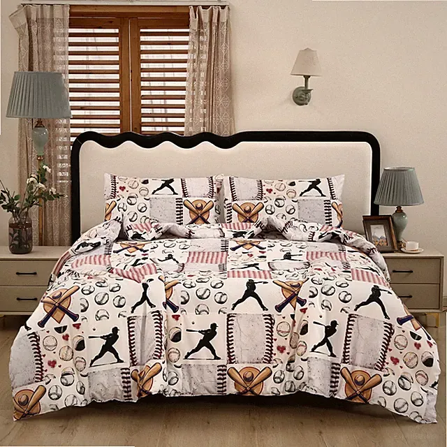 Vintage Baseball Comforter Twin with 2 Pillowcases Soft Microfiber Lightweigh...