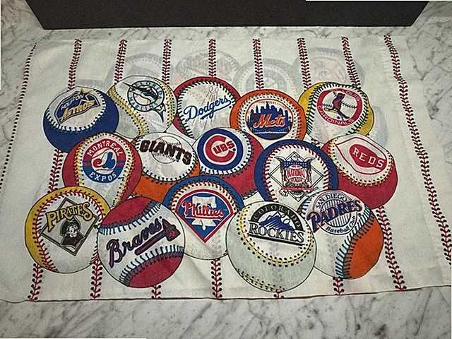 Vintage Baseball MLB Pillow Case Team Logos 1993 90s (Single Pillow Case)