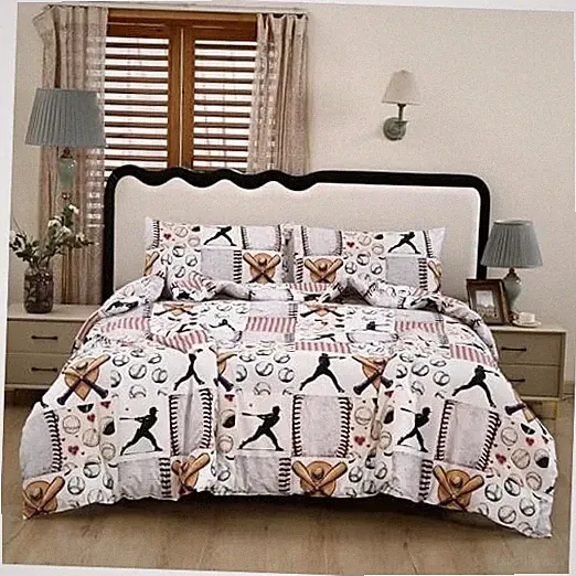 Vintage Comforter with 2 Pillowcases Soft Microfiber Lightweight Twin Baseball