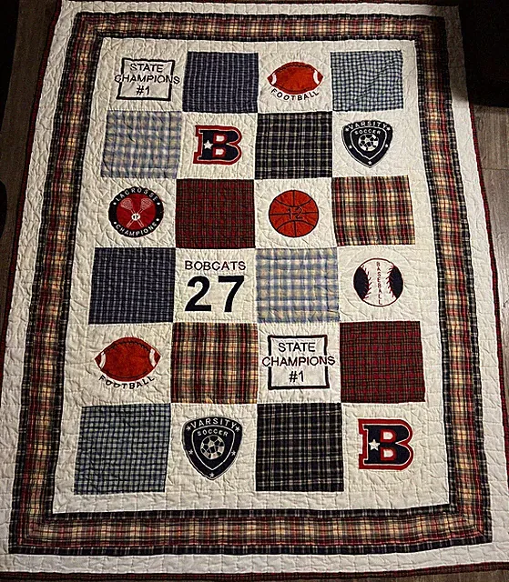 Vintage Home Collections Kids Varsity Sports Baseball Football Quilt Blanket