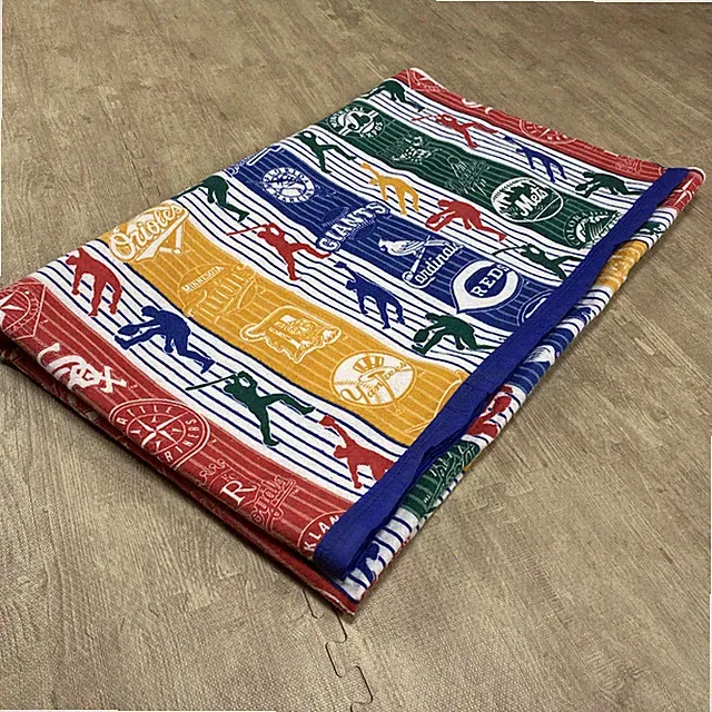 VTG NWOT 90S MLB LOGOS FLEECE SATIN TRIM BEDSPREAD BLANKET COMFORTER 91x73 TWIN